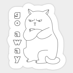 Contour line drawing chonky cat said go away black Sticker